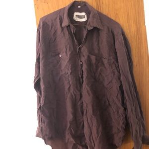 Women’s 100% Silk Button Down Shirt Size M Purple